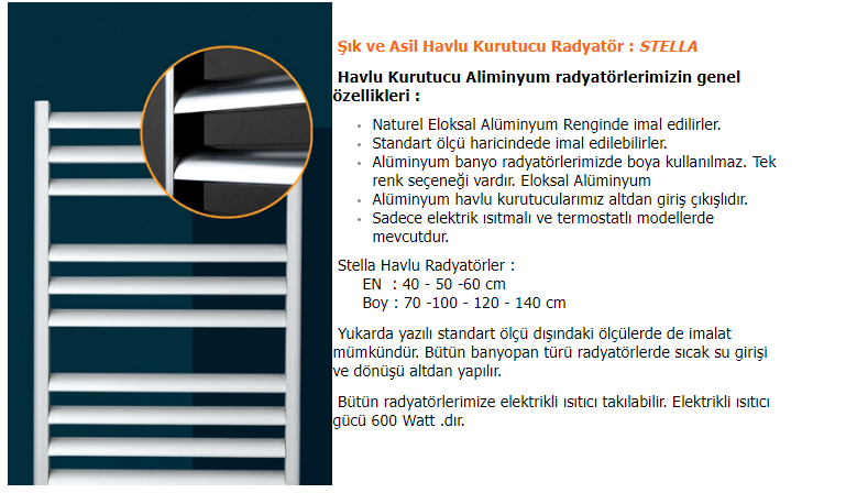 ELEKTRİKLİ HAVLUPAN / RADYATÖR  - ALÜMİNYUM